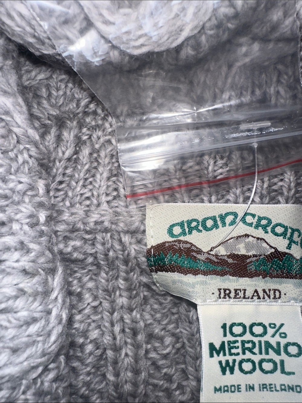 Double Collar Zip Merino Aran Cardigan XL - Picture 5 of 5